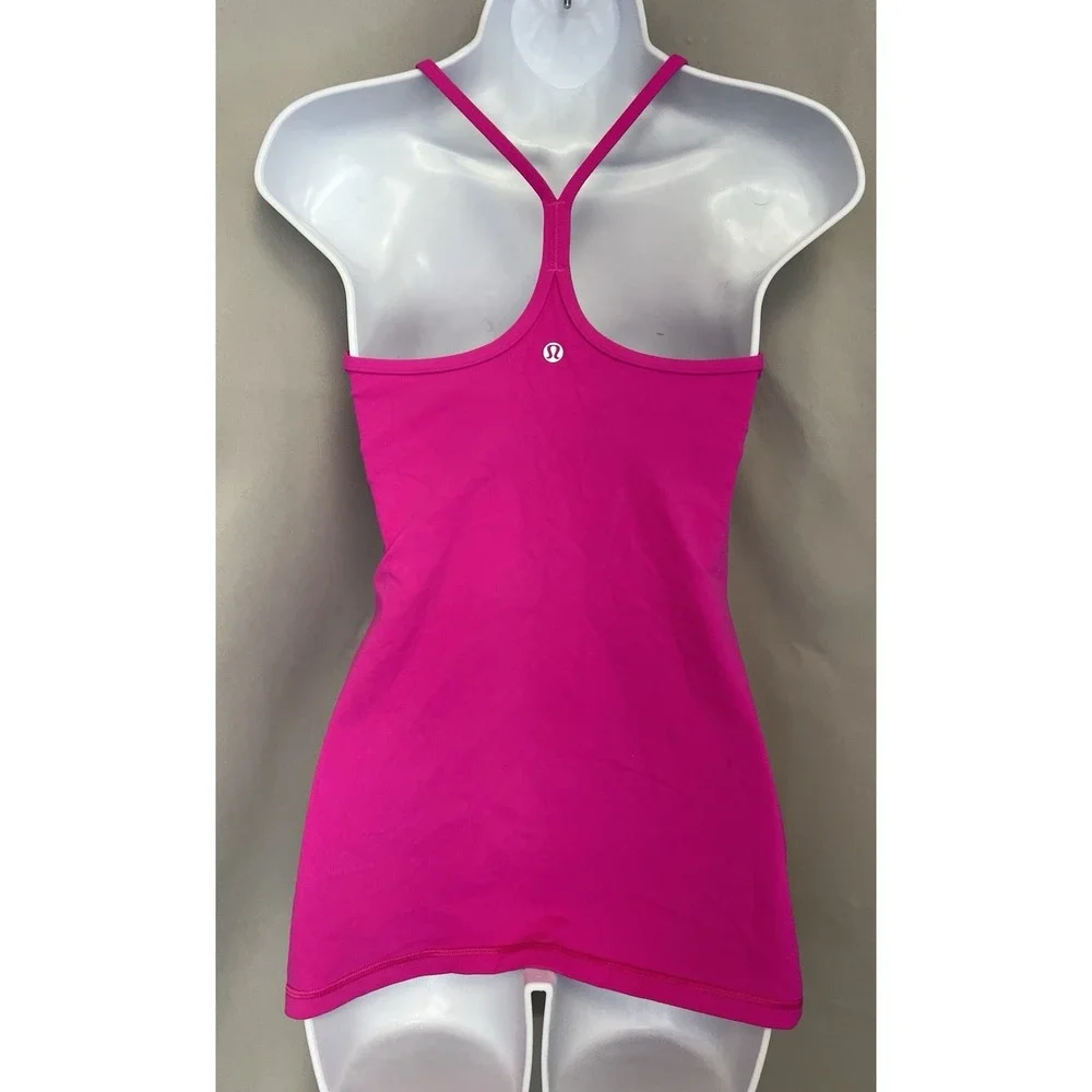Lululemon Womens Pink Tank‎ Top Sleeveless Racerback Strap sports bra Size-6